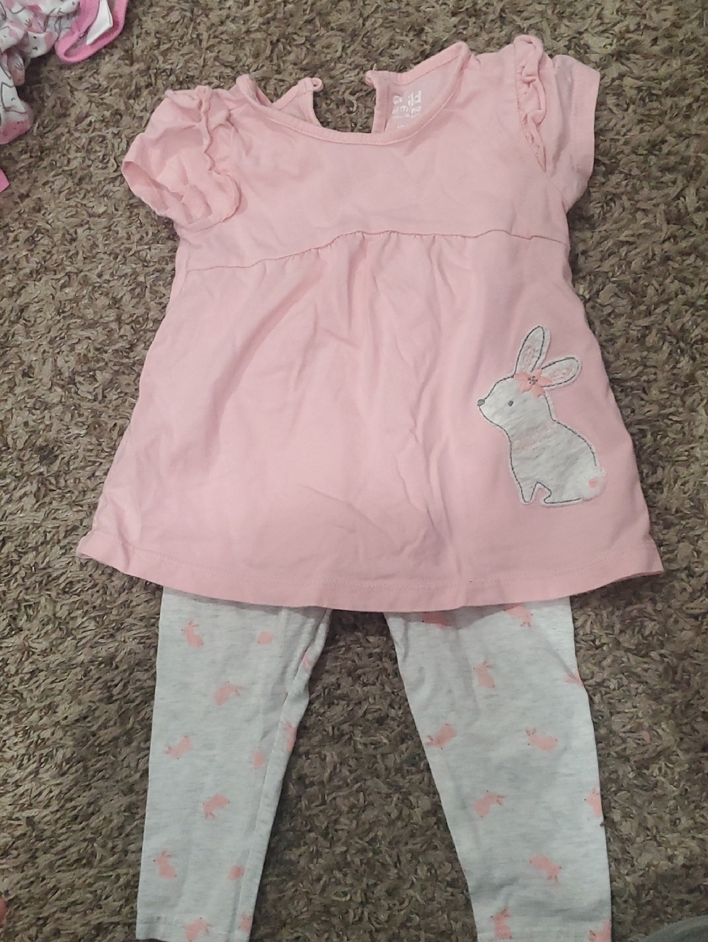Carter's Pink Bunny Matvhing Set Heather Gray Leggings